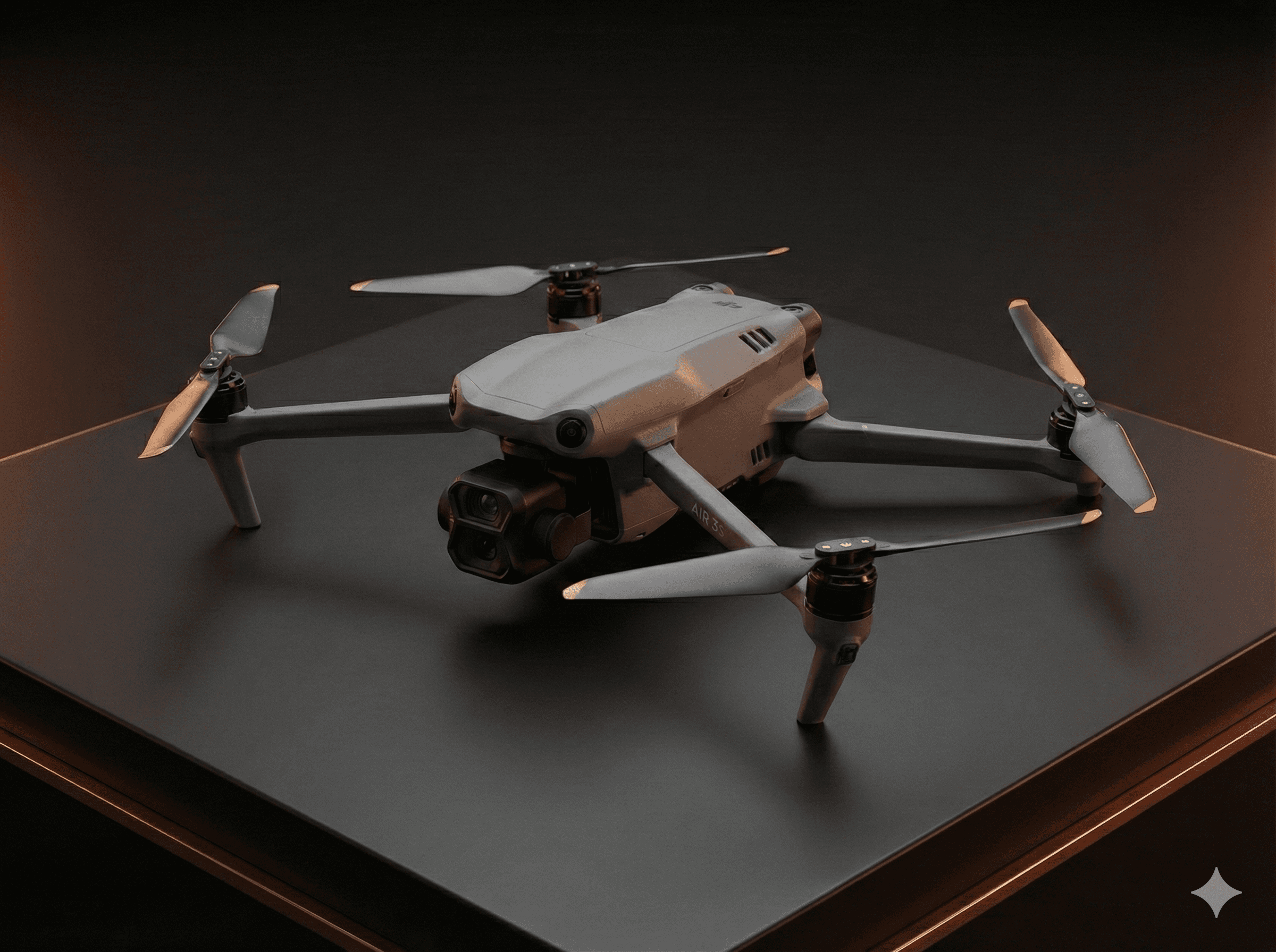 The DJI Air 3S dual-camera cinematic platform, deployed by Flightcraft Media for high-dynamic-range broadcast aerials.