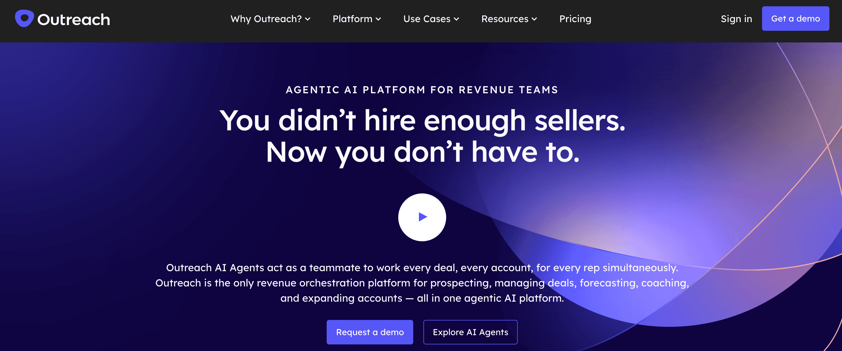 Outreach platform page covering sequences, calling and pipeline management for a large sales organization