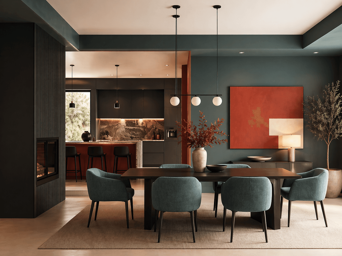 a white building with a black door