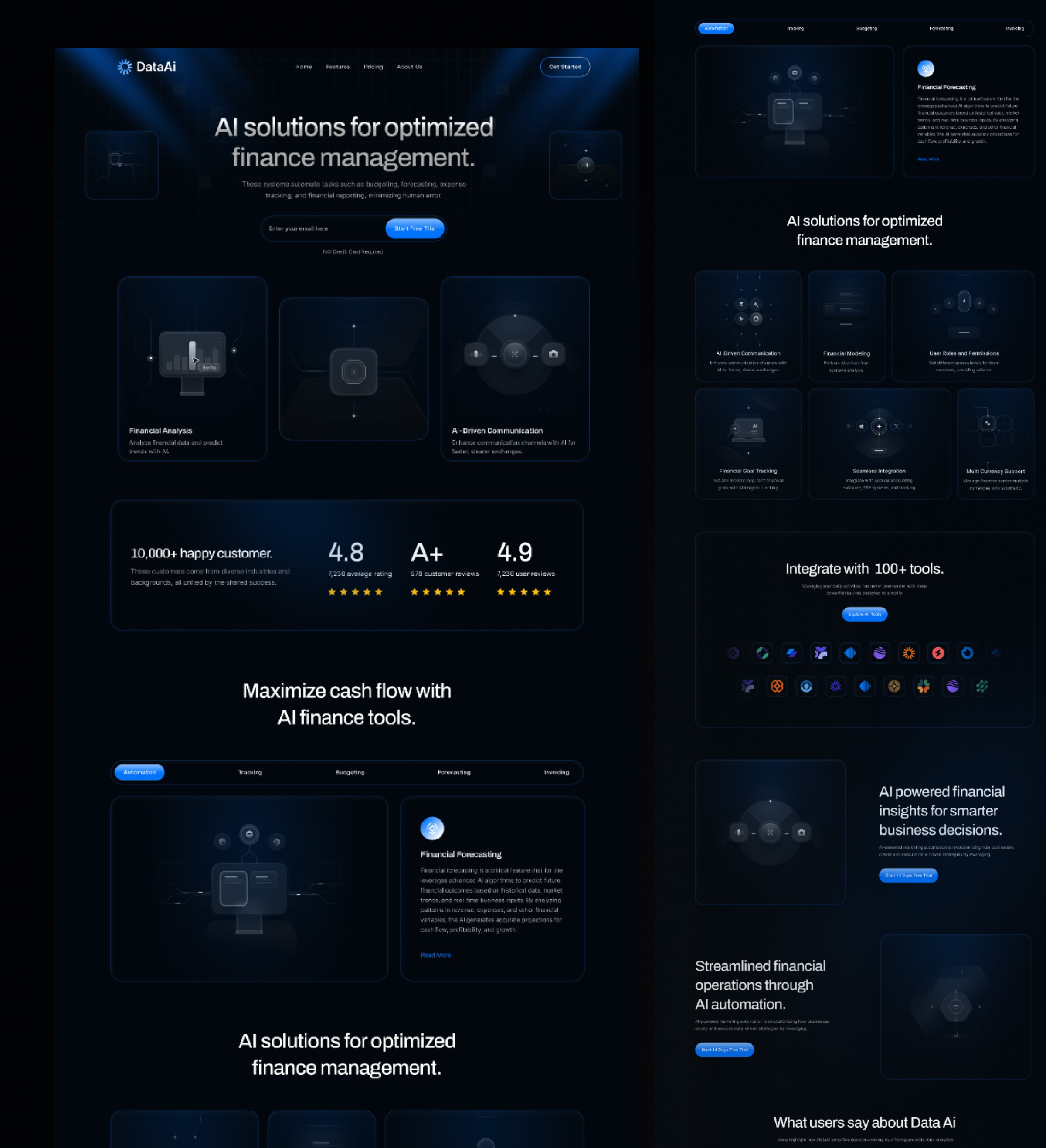 AI Finance managment website saas & startup website