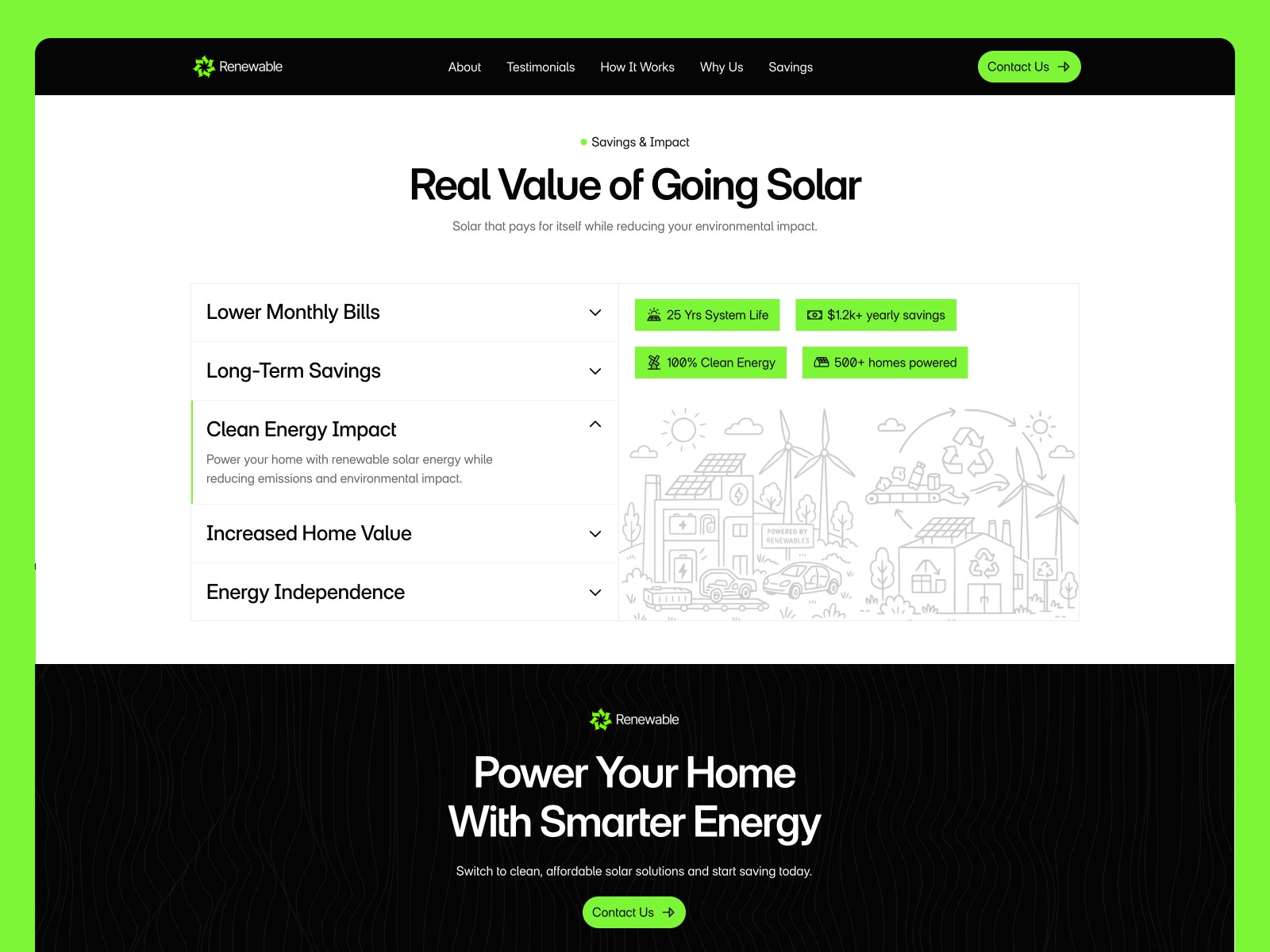 Renewable — 黑白极简现代落地页设计案例