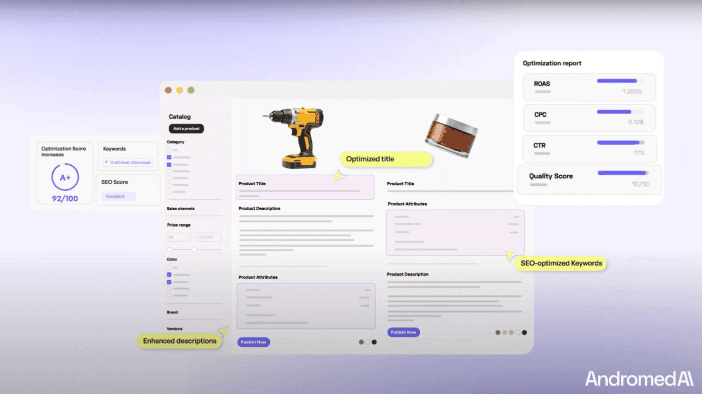 AndromedAI platform for product page optimization