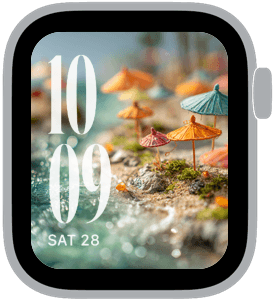 tiny worlds Apple Watch face preview 3 featuring summer.