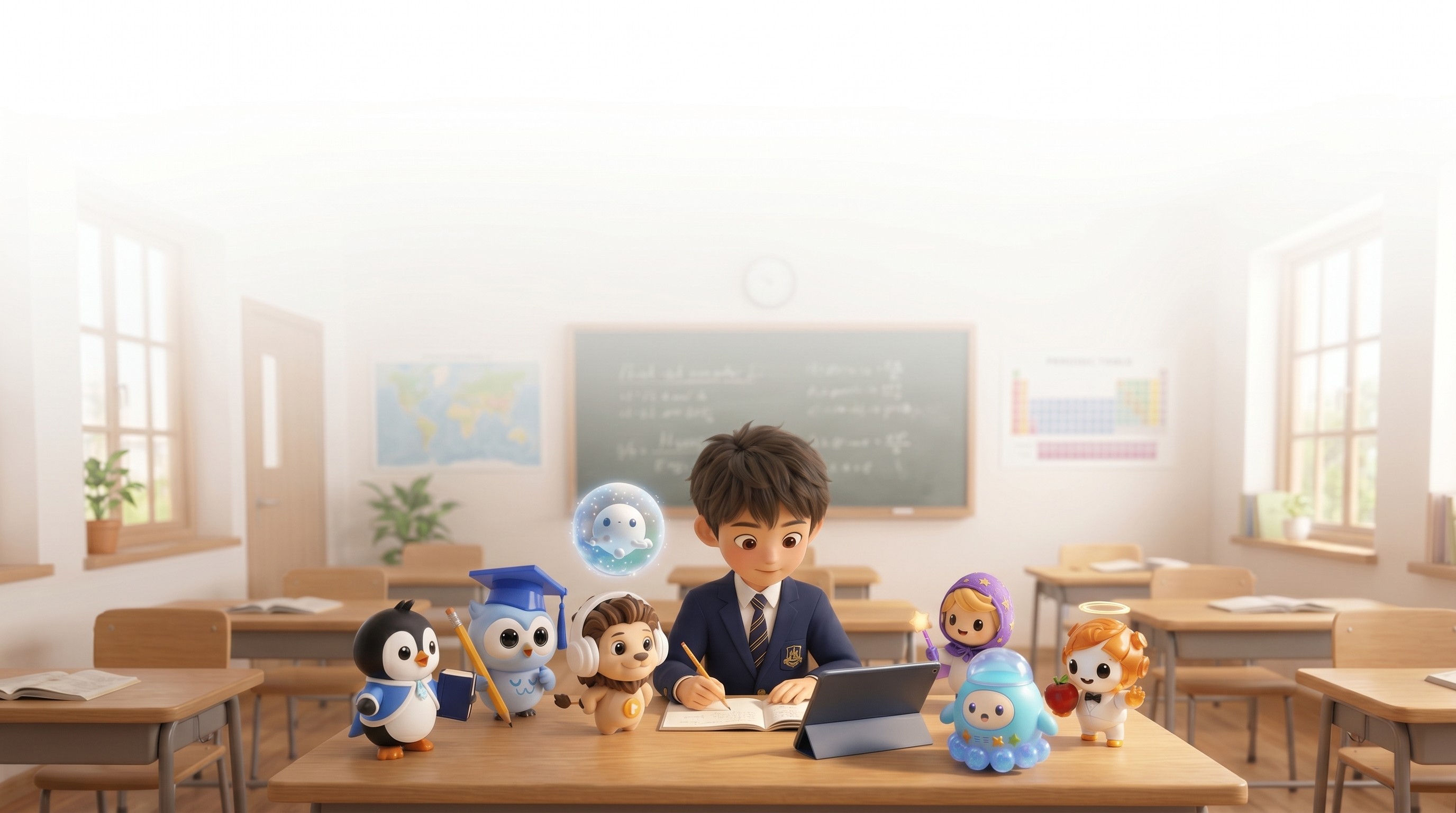 An image of MintMind.ai companions helping student