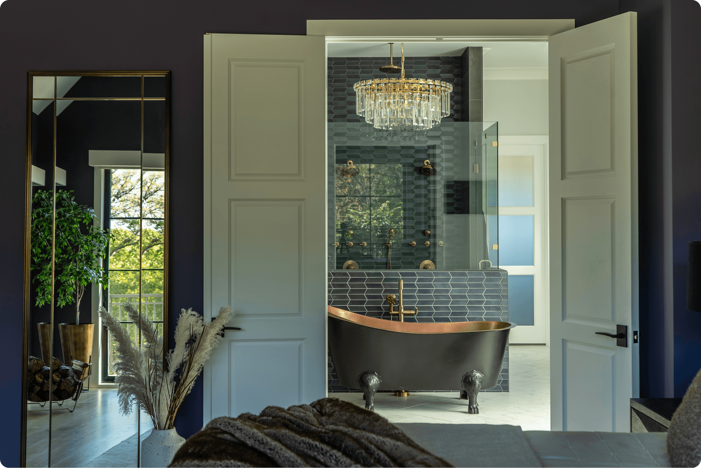 Fashion collage featuring 2017 collections from JW Anderson, Valentino, and Simone Rocha with tropical palm leaves