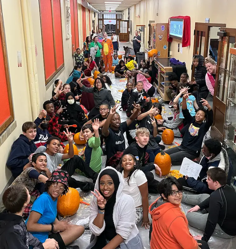 Buffalo Academy of Science students enjoying a community-building activity together.