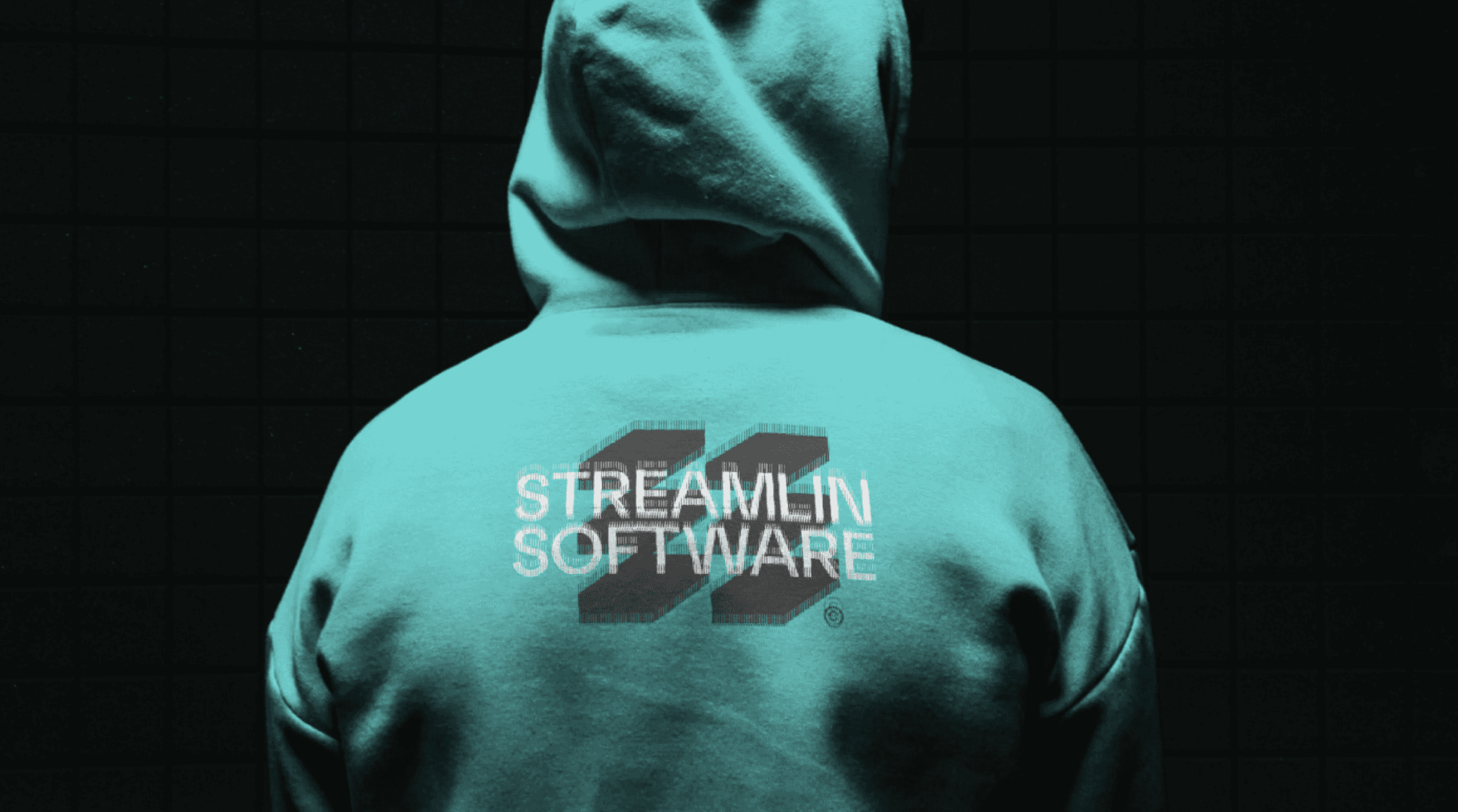 Back of a Hoodie with the Streamlin Software logo on it