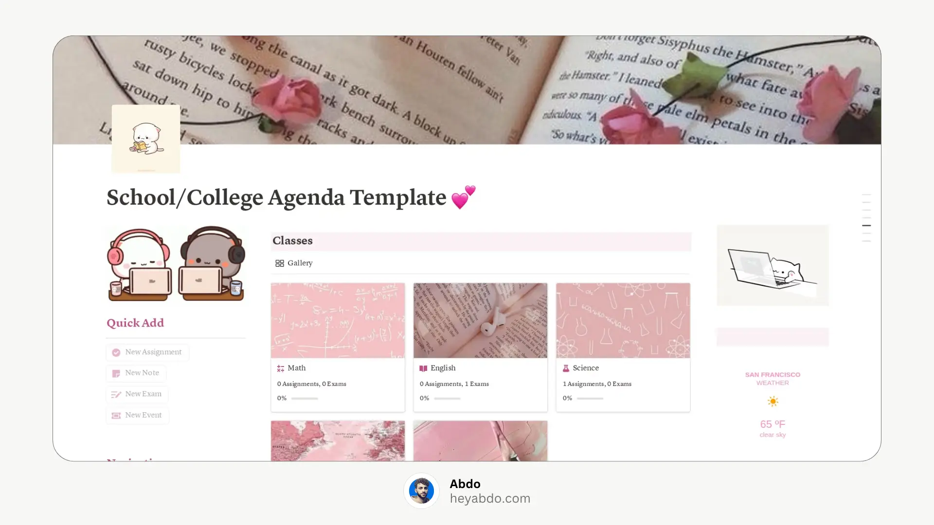 Aesthetic Notion School/College Agenda
