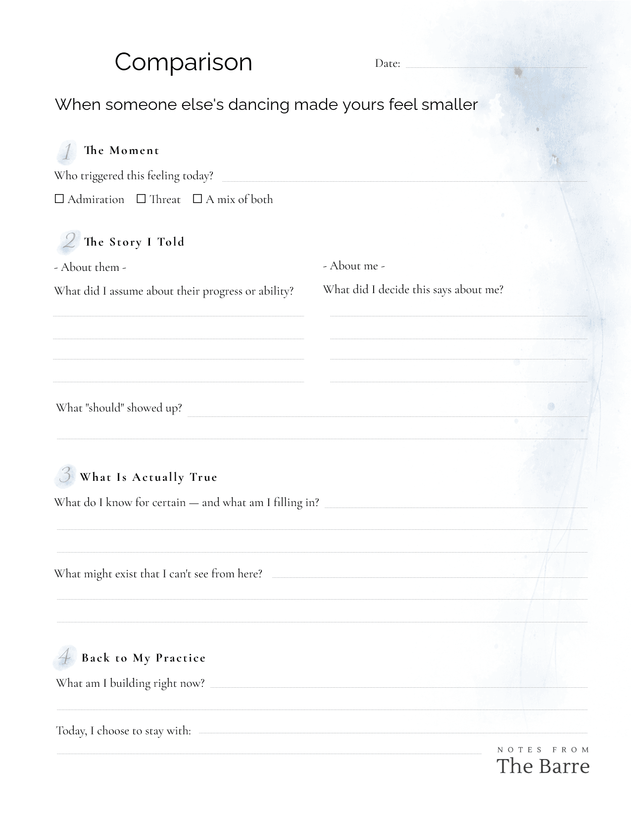 Printable ballet reflection jorunal page