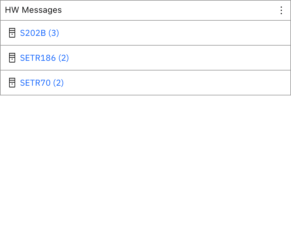 Select a hardware object to see its messages.