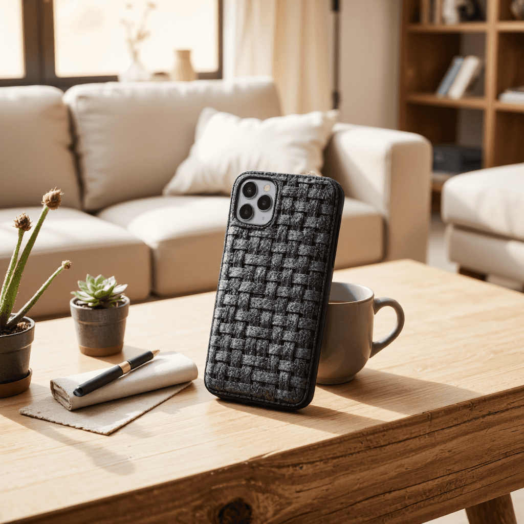 product photography of a wallet case for a smartphone, designed for protection and storage