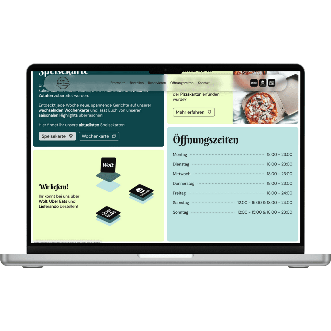 MacBook Mockup der Website Capri & Blaue Grotte