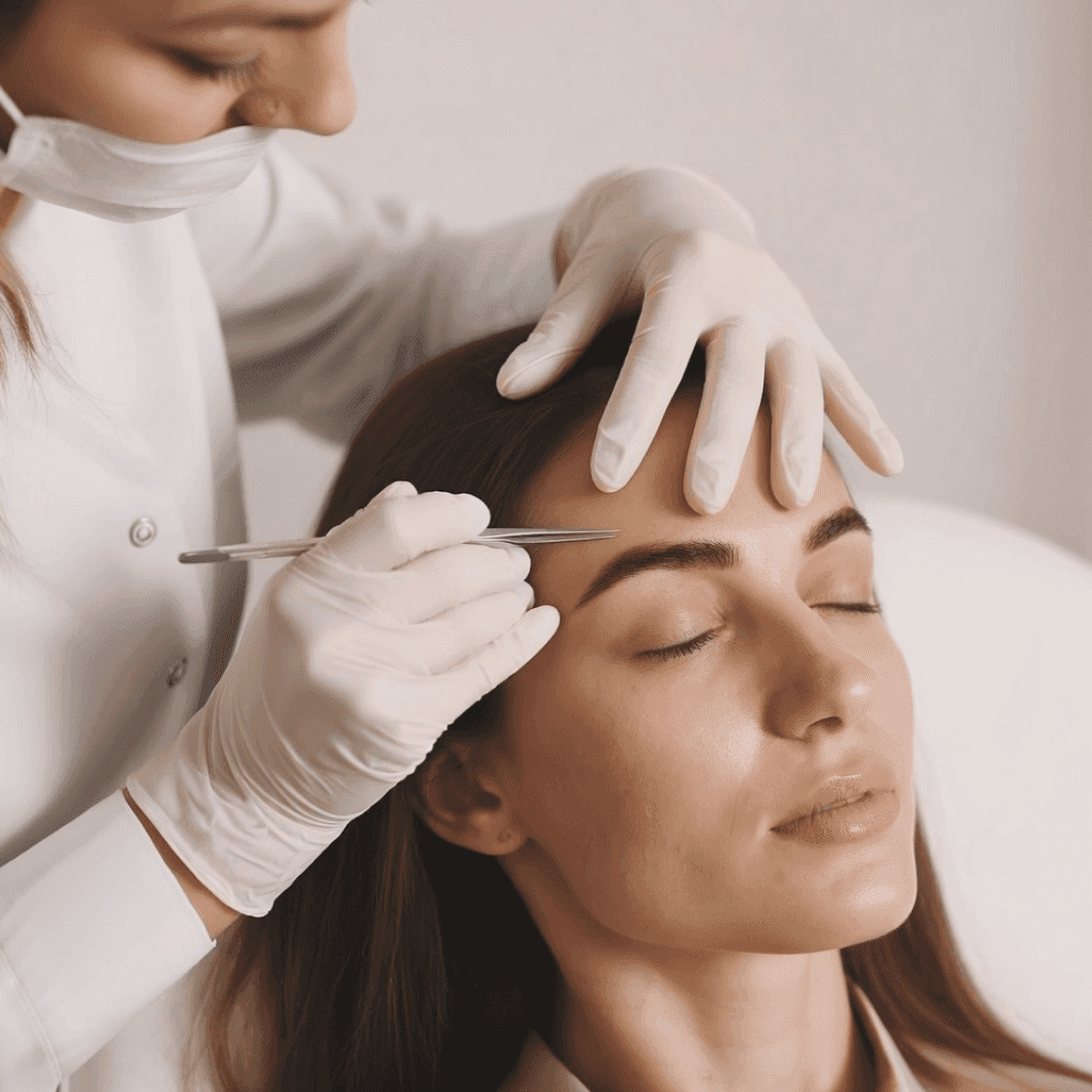 Brow Lift Treatment Being Performed