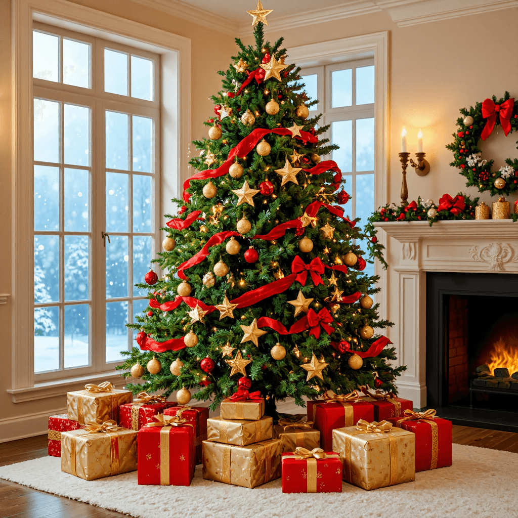 product photography of decorated Christmas tree