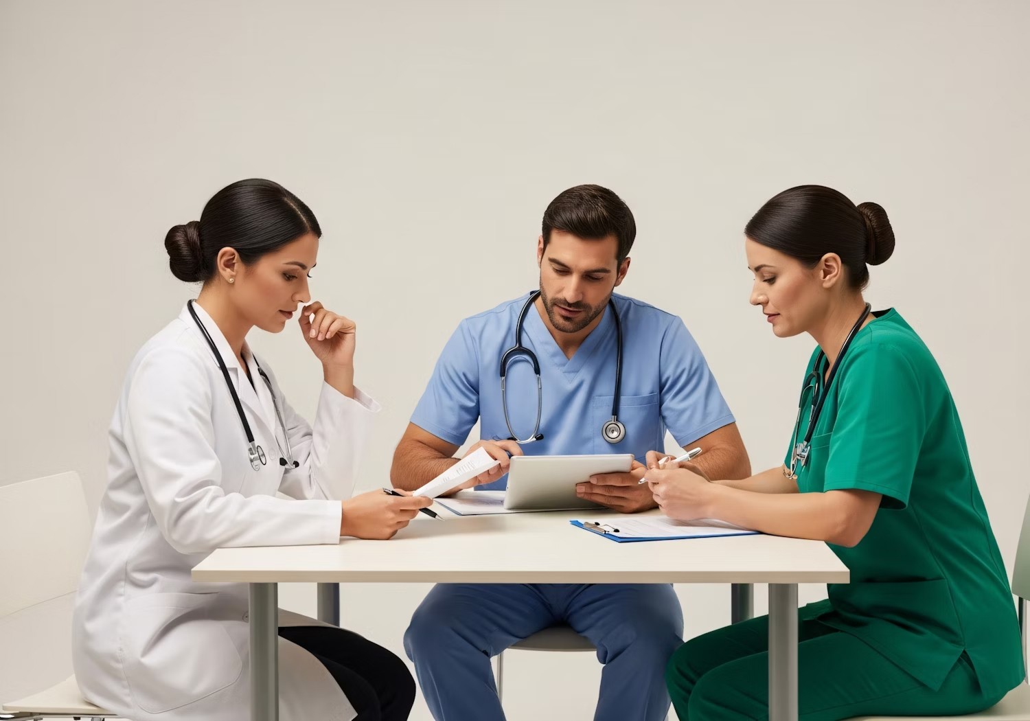 Doctors discussing patient treatment plan
