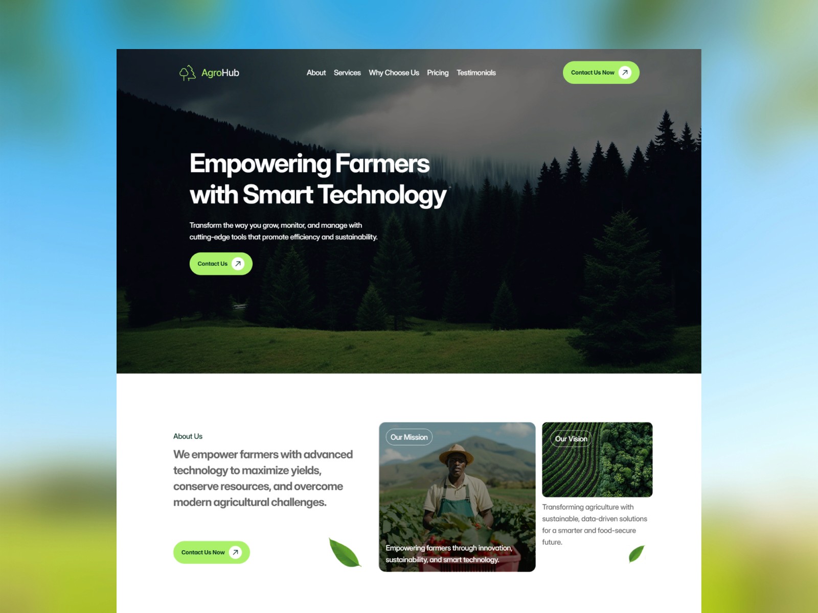 Agrohub — 现代专业餐饮品牌网站设计灵感