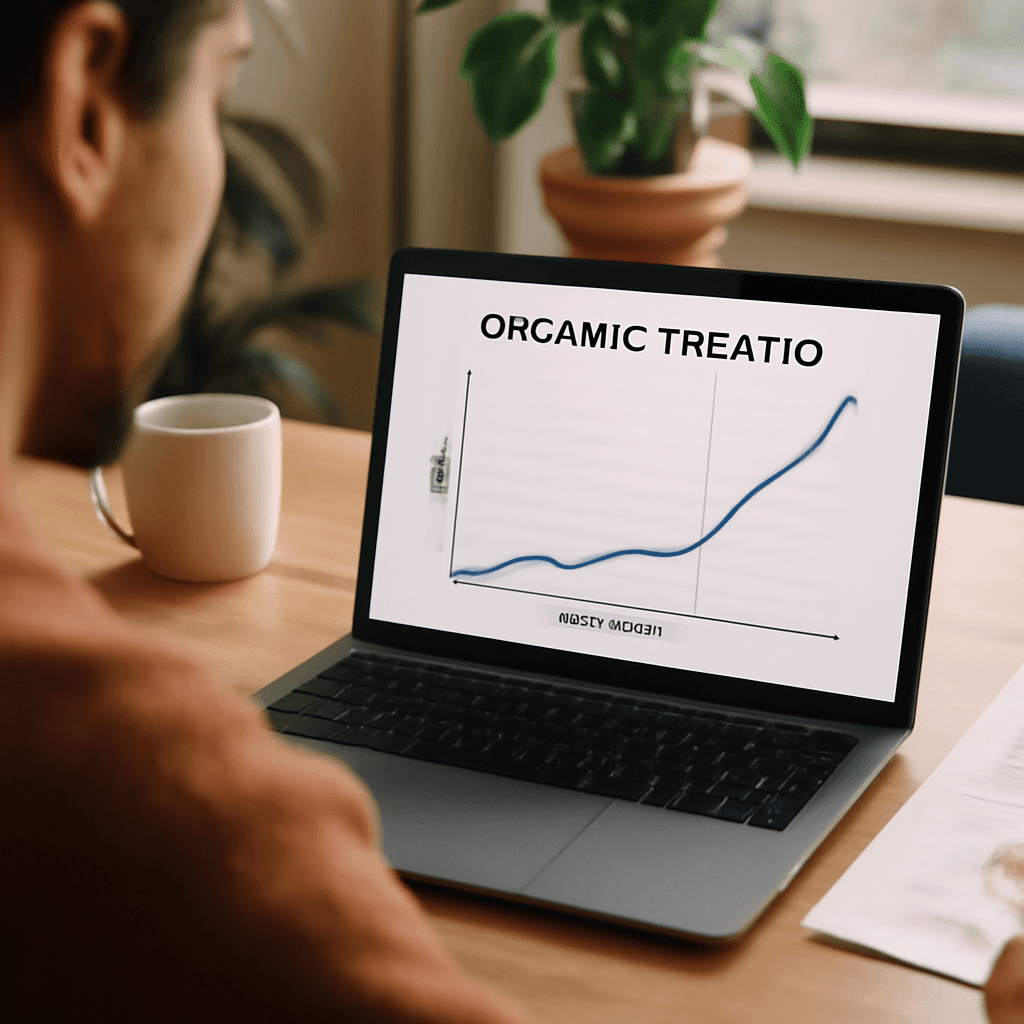 line graph showing increase in organic traffic after implementing AI strategies