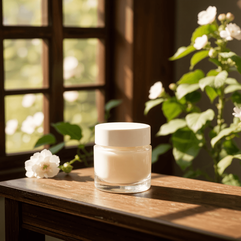 product photography of a jar of soothing cream