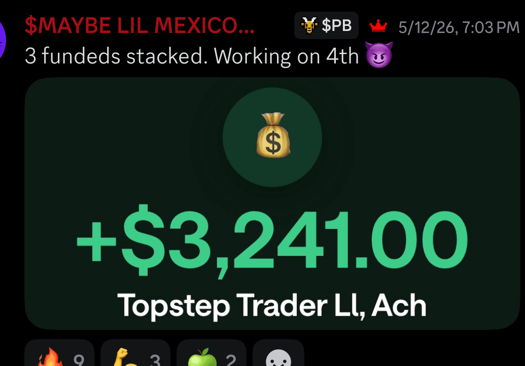 Topstep payout certificate for Maybe Lil Mexico