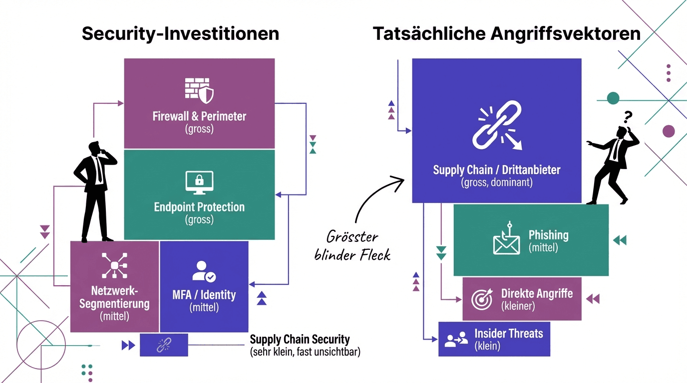 Vergleich: Was Unternehmen schützen vs. wo die Angriffe herkommen