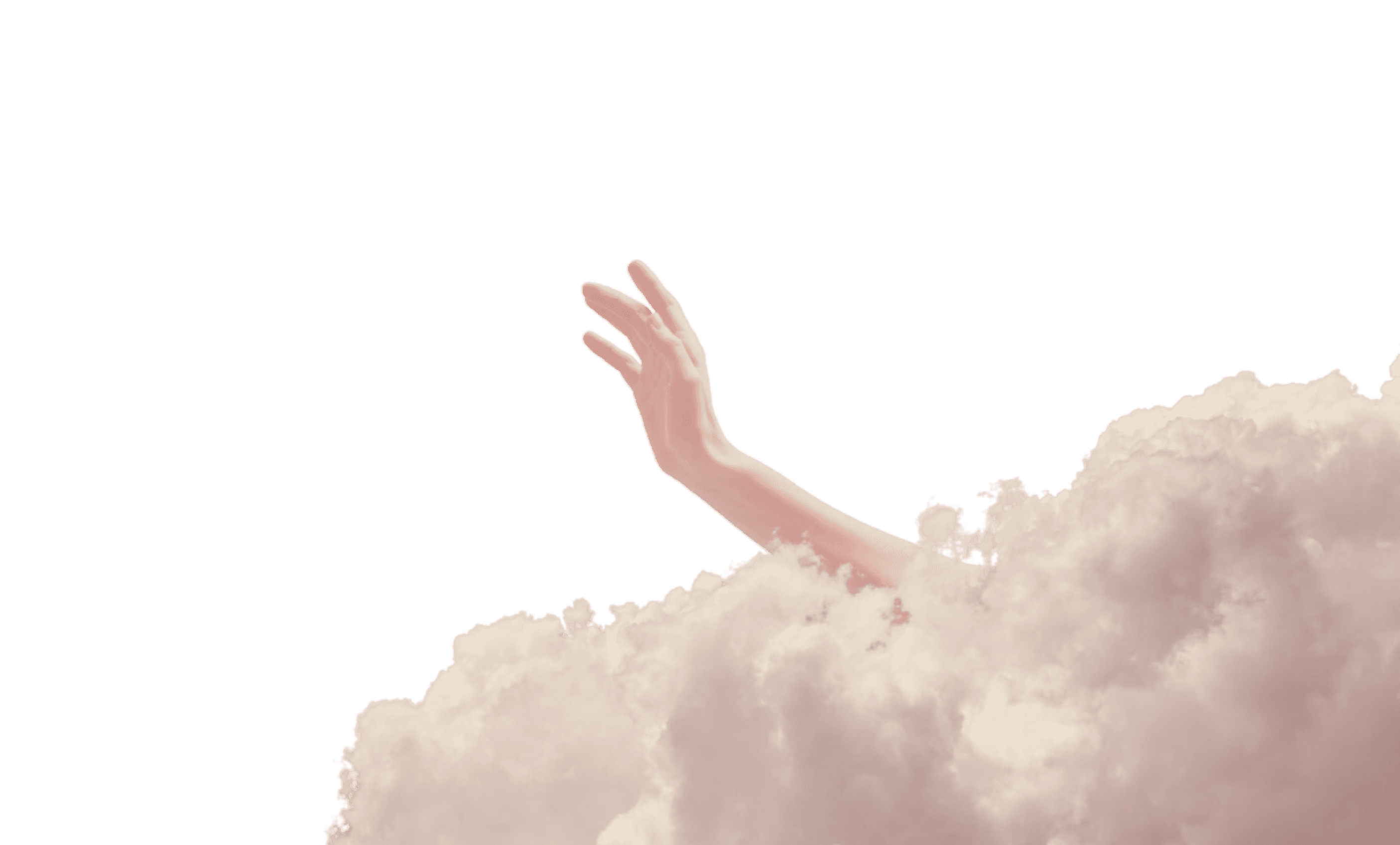 Hand from clouds, representing luxury, bespoke interior design.
