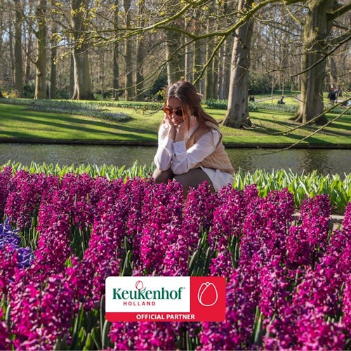 girls looking at beautiful flowers