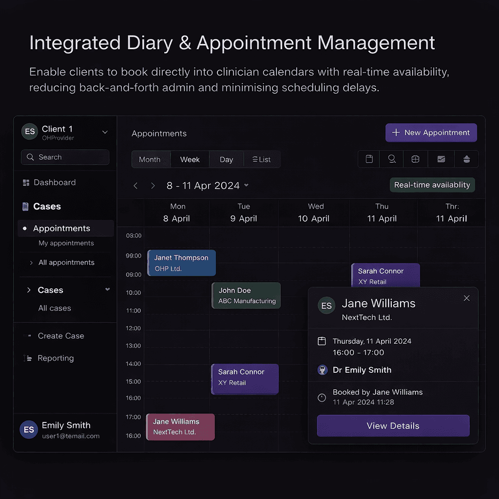 Screenshot of Ally's diary function