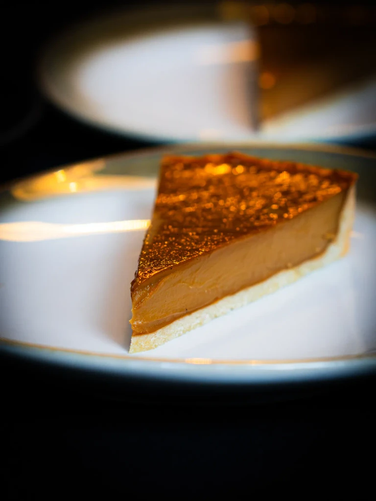 A slice of caramelised brown sugar tart