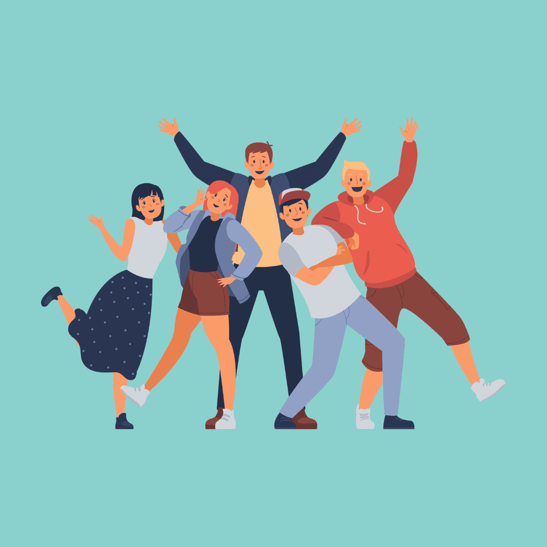 A gorup of happy people