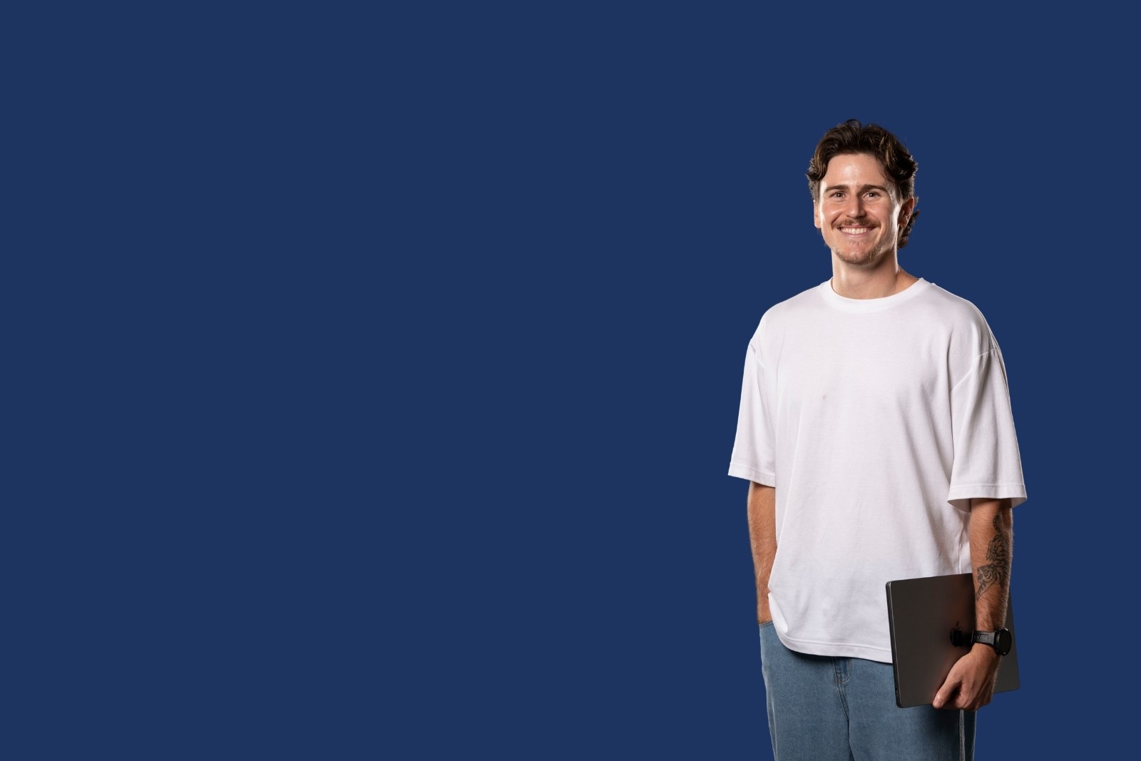 Bailey holding laptop