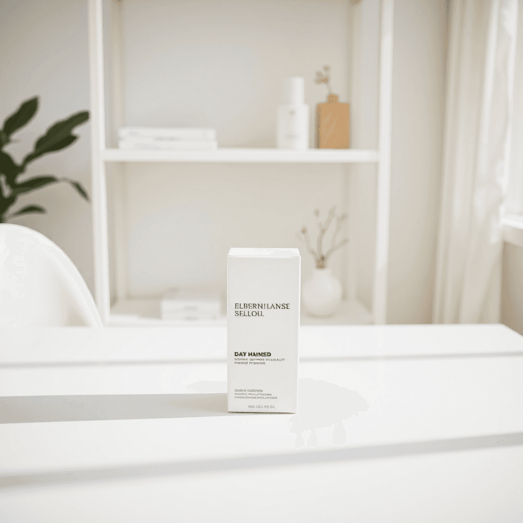 product photography of box and bottle of serum
