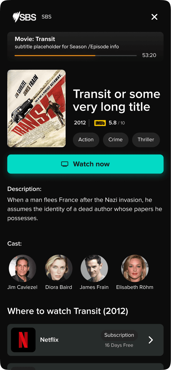 CompareTV app screen