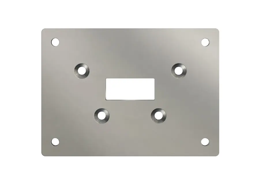 Black smart home device with screen showing time and temp