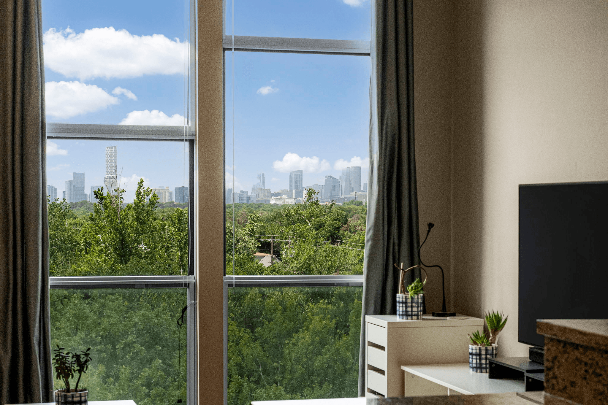 The view of downtown Austin from 1320 Robert Browning #408