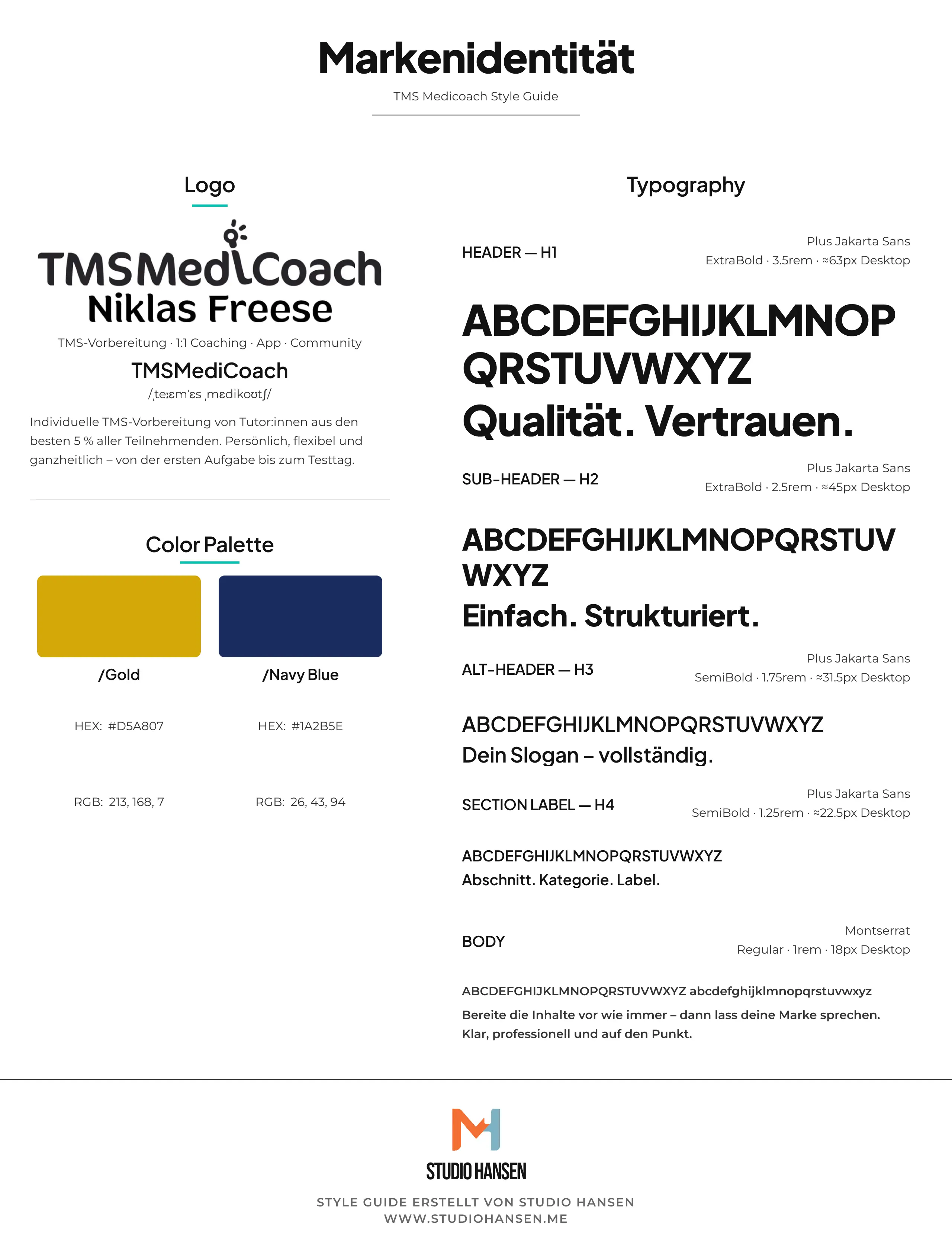Style Guide für TMS Medicoach