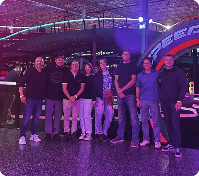 Adanac Sales team at a go-kart racing team building event