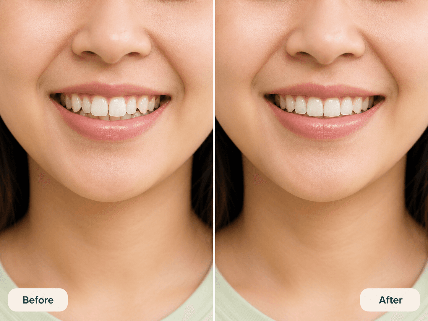 Sebelum dan Sesudah pemakaian behel ceramic