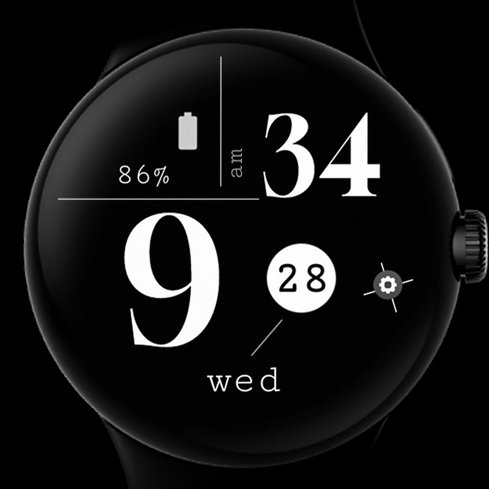 Pixel Watch displaying a digital watch face