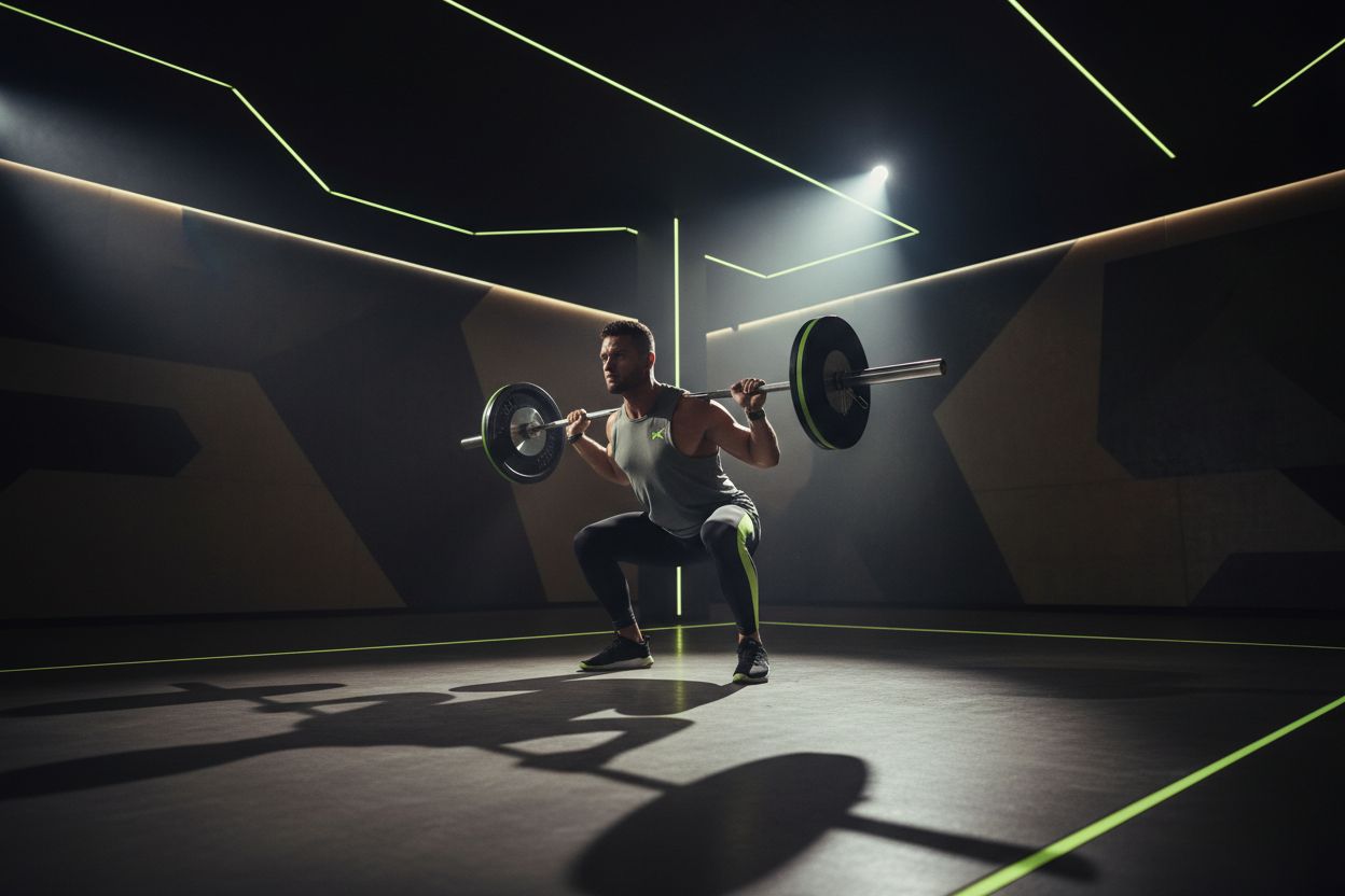 Person squatting in gym