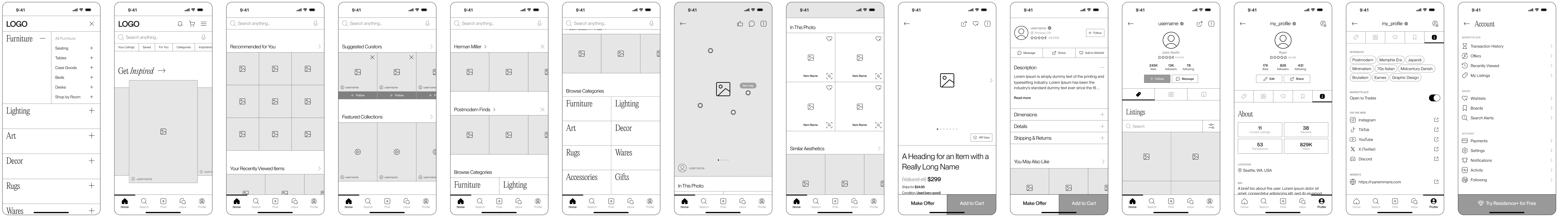 Mid Fidelity Wireframes