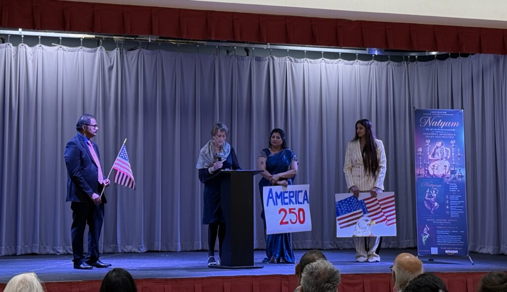 Leesburg Mayor Kelly Burk addressing the gathering at the Southern Asian Seventh-day Adventist Church in Silver Spring, Maryland, on July 19, 2026. PHOTO: T. Vishnudatta Jayaraman, SAH