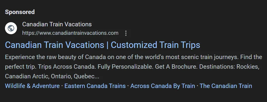 A structured snippet using the Destinations header