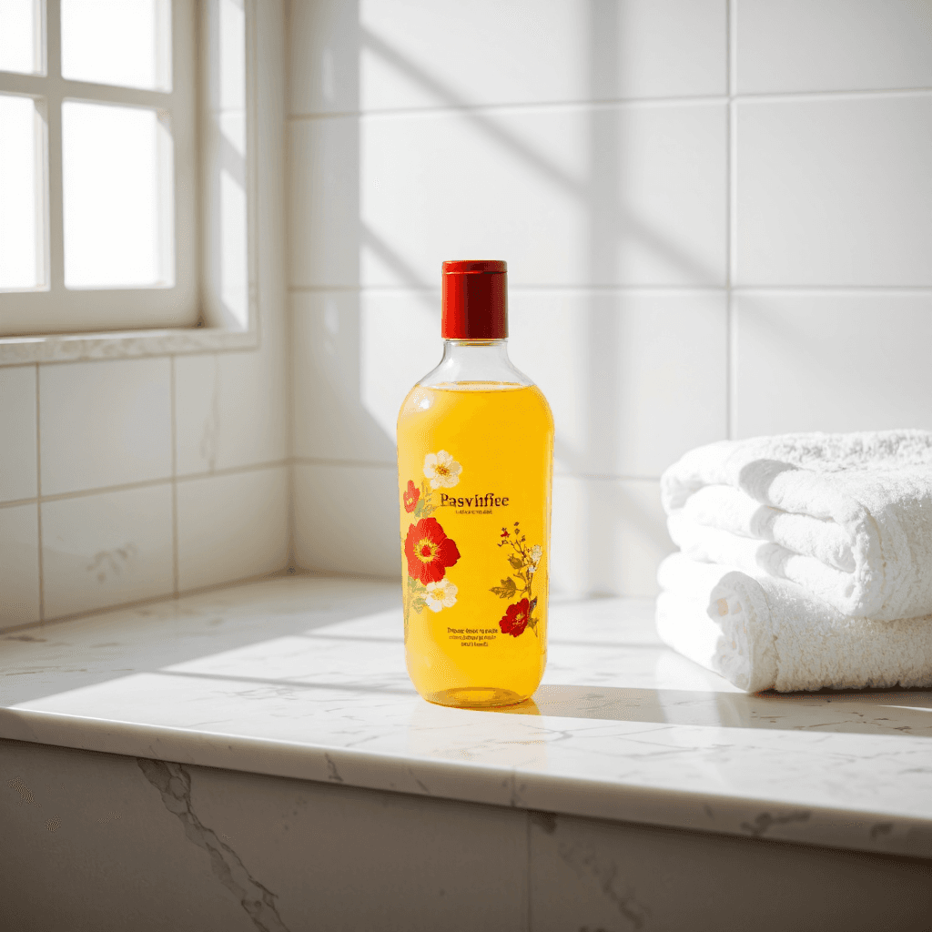 product photography of a bottle of whitening cleanser