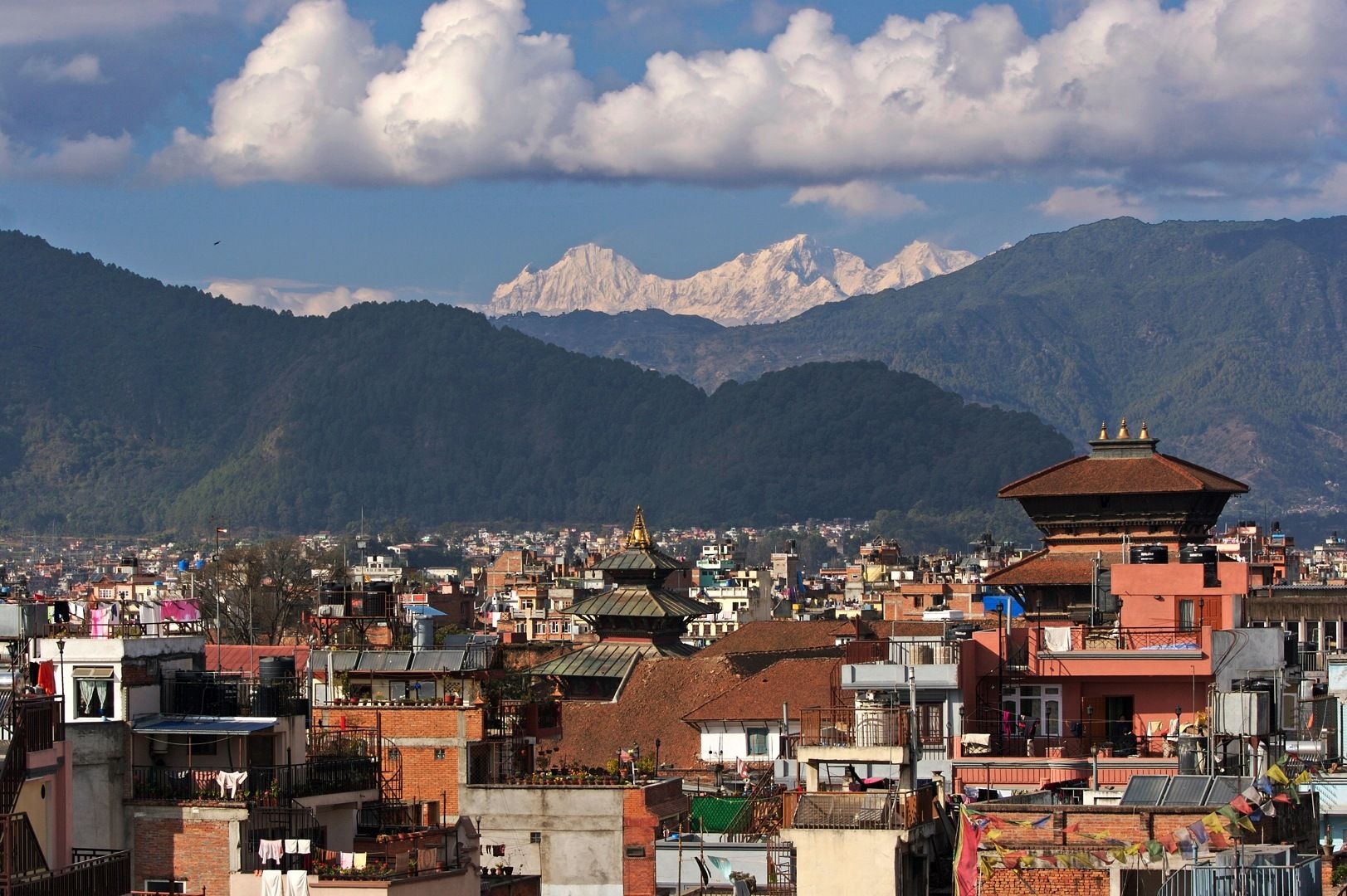 The potala palace stands majestically in the distance.