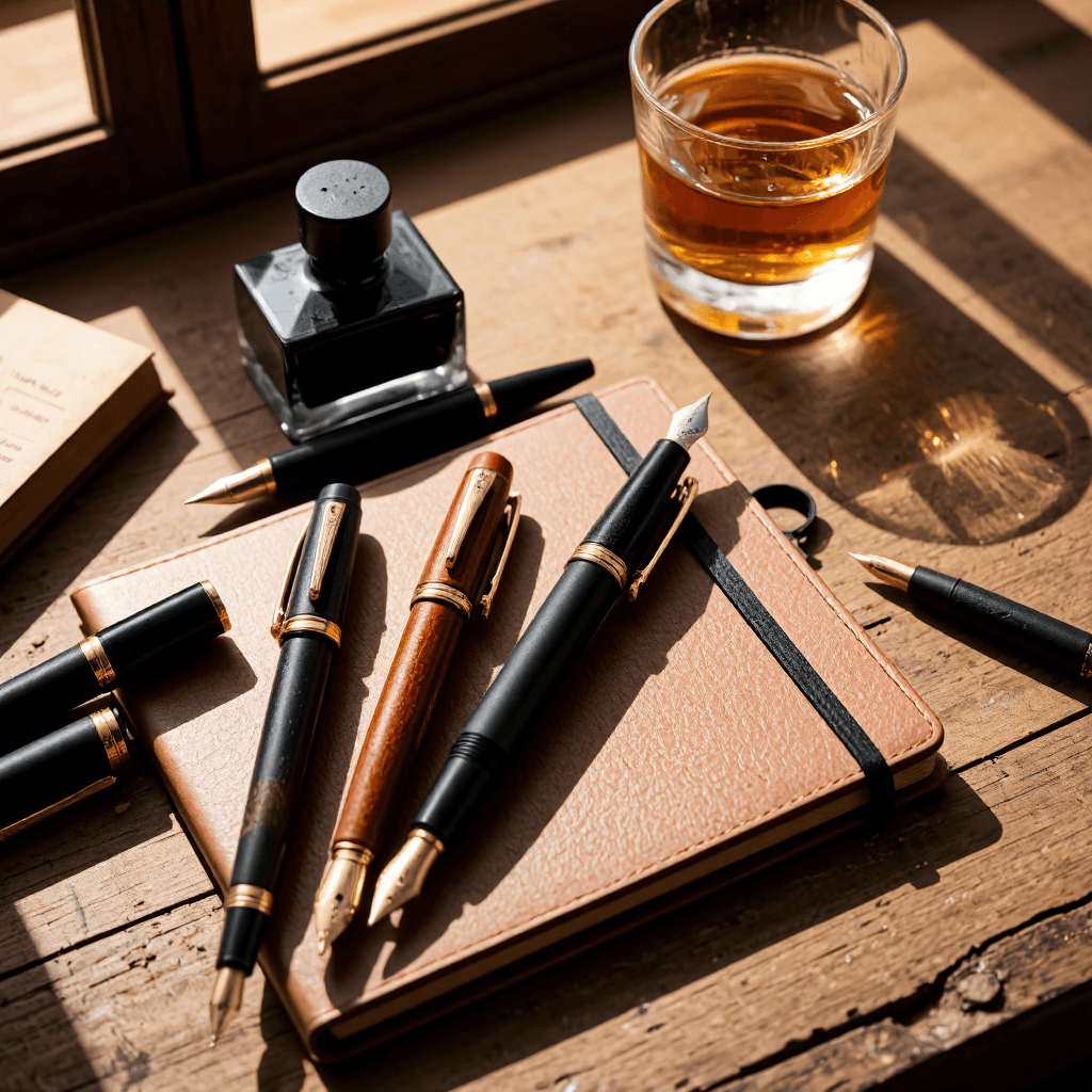 product photography of luxury writing instruments and accessories