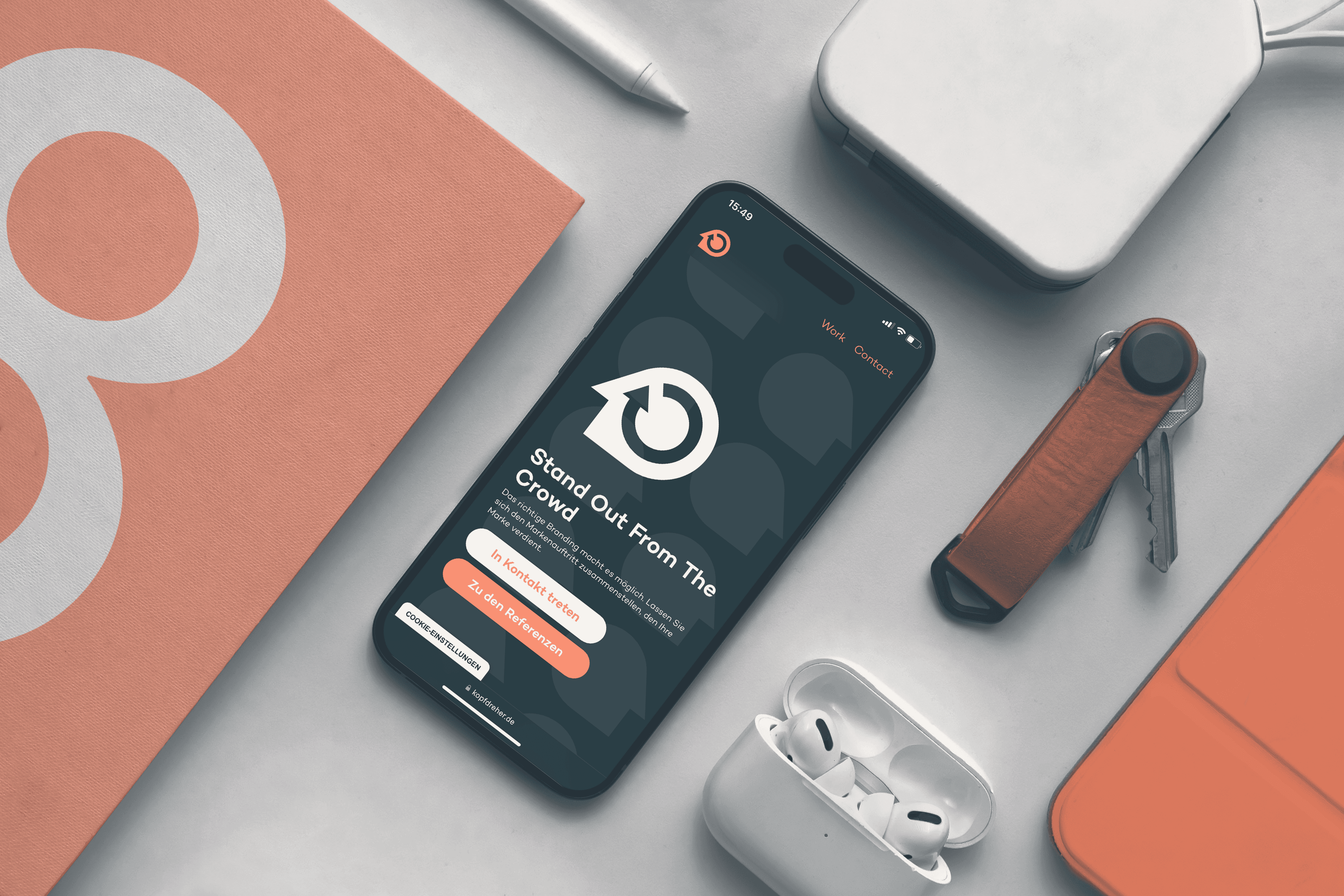 Ein Smartphone-MockUp der Kopfdreher-Webseite