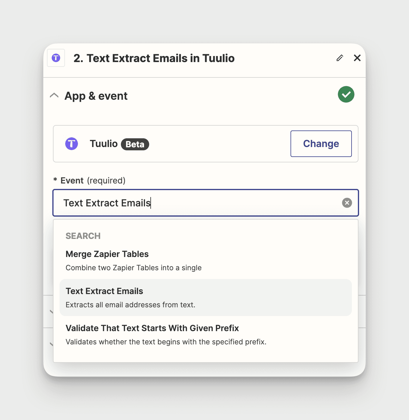 Tuulio Automation Action For Extracting Emails From Text