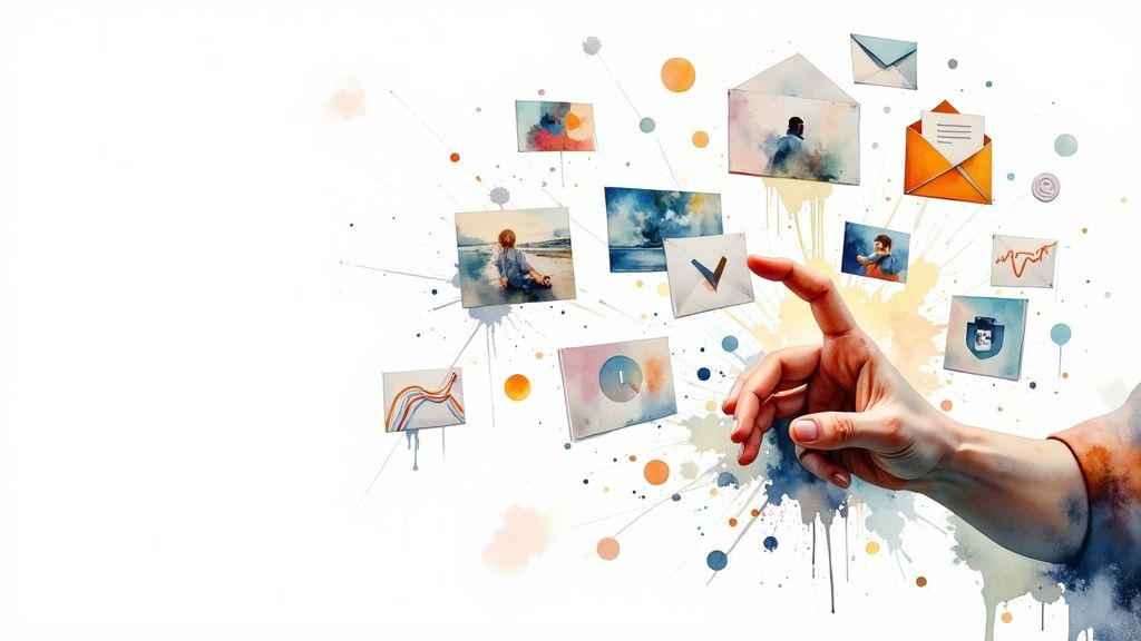 An abstract image showing AI neural networks and data points, symbolizing AI's role in personalizing sales demos.