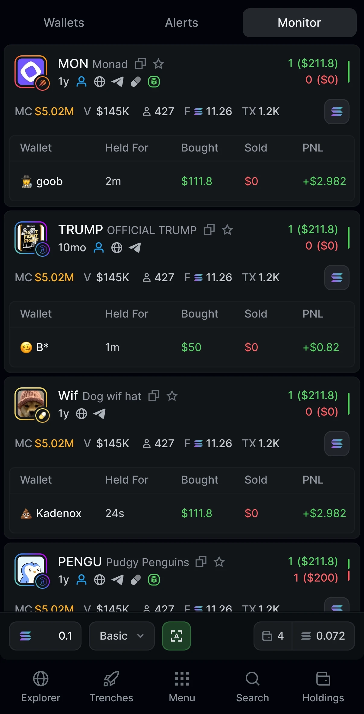 Trojan Terminal OEX Multiwallet Trend Tracker Tab Mobile