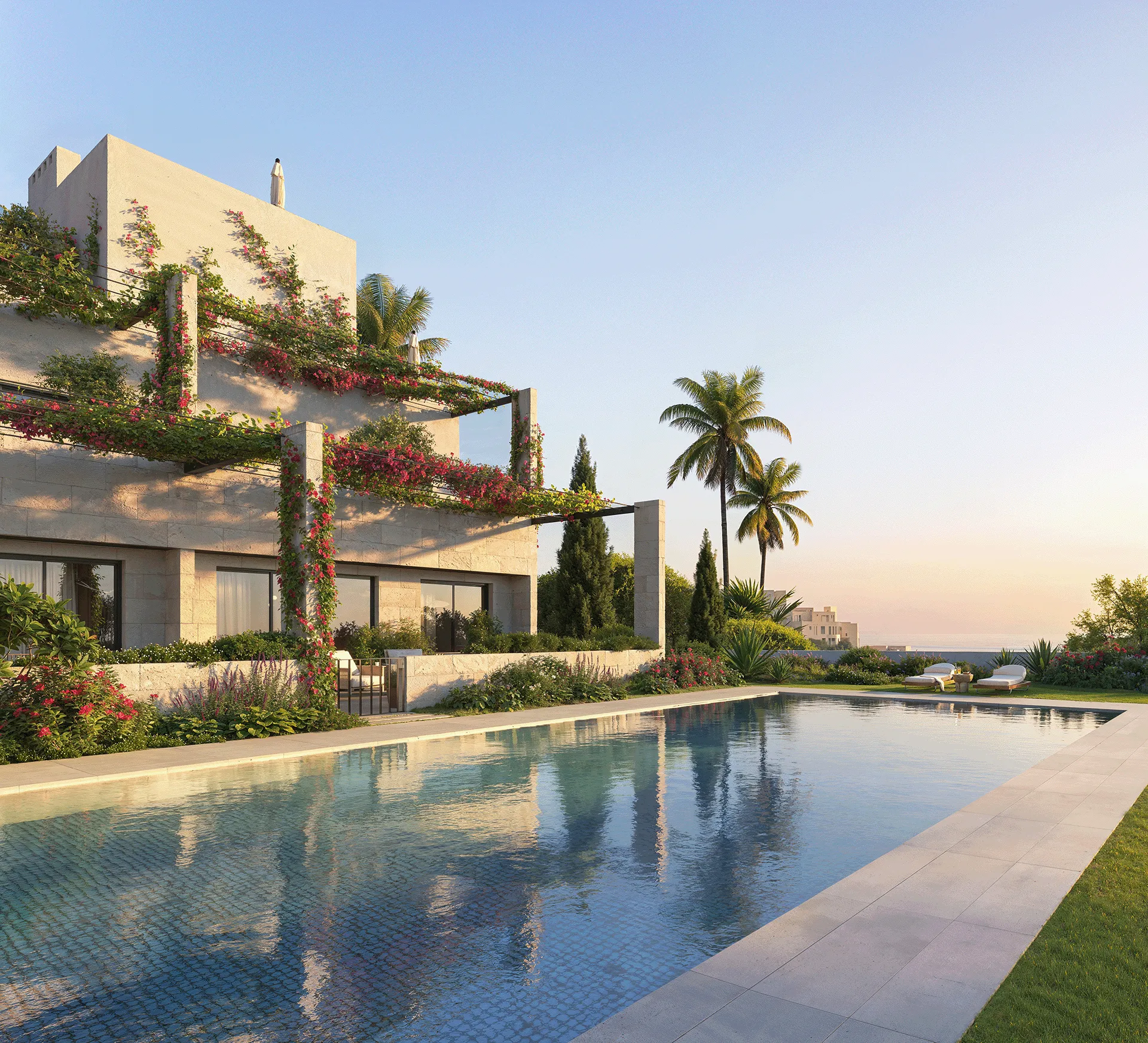 The pool terrace at Meridia